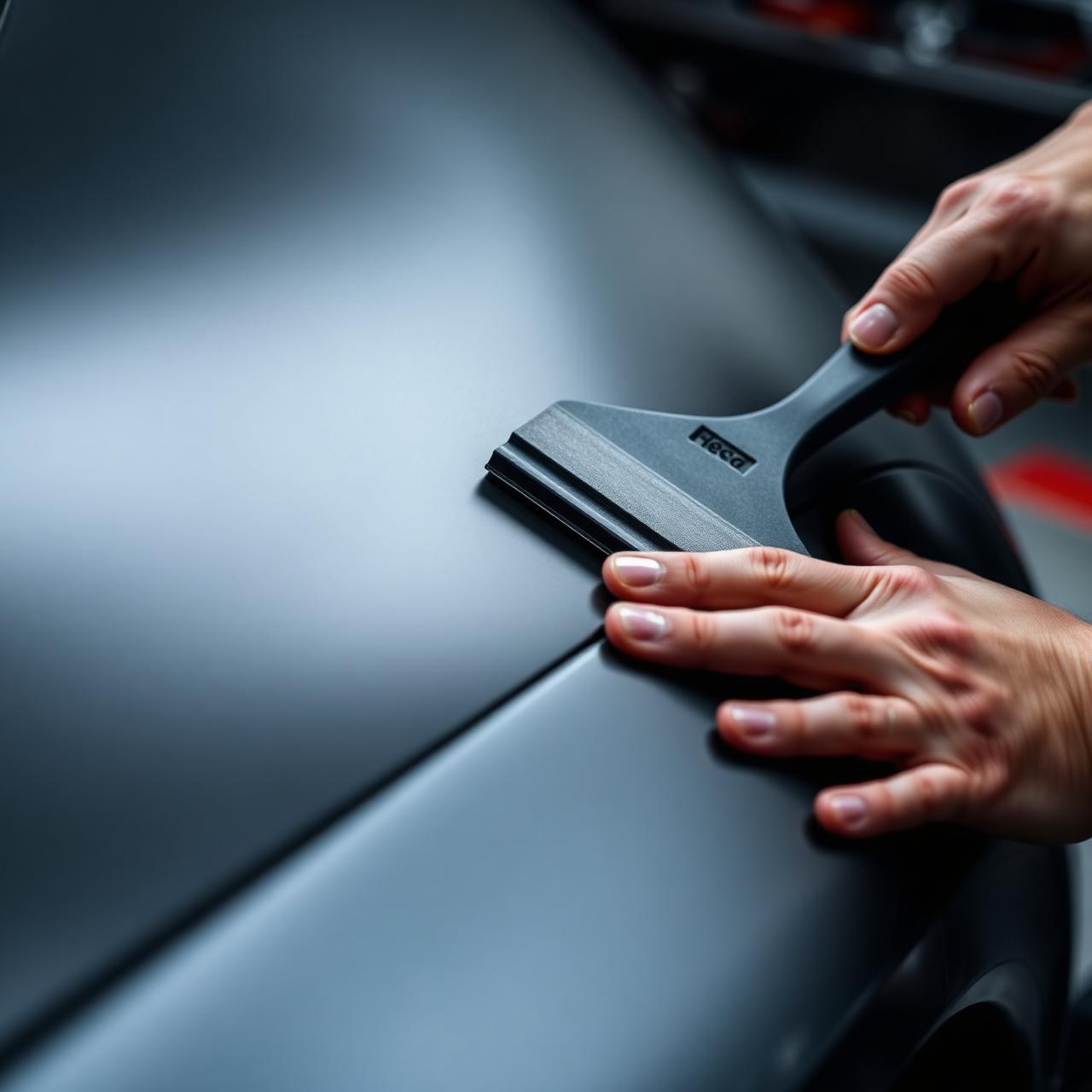 Technician installing vinyl film
